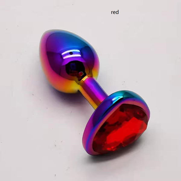 LARGE - Rainbow Heart Gem Butt Plug